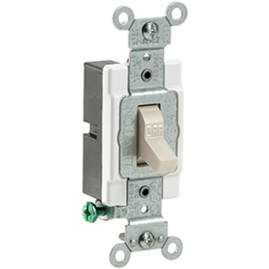 Commercial Spec Grade Toggle AC Quiet Switch, 1-Pole, 20A, 120/277V, Side Wired, Light Almond