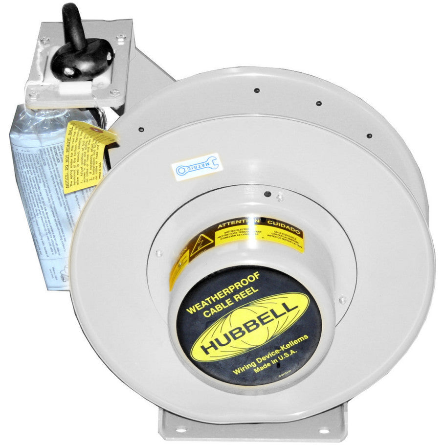 Kellems Power Cord Reel, Weatherproof, 10/3 SOW-A Cable, White, 16 ft.