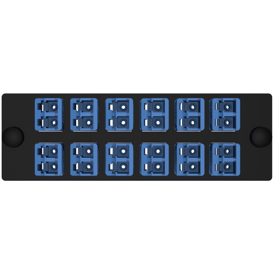 Opticom Fiber Optic Adapter Panels, Singlemode (OS1/2), (12) LC Duplex Adapters for 24-Strand Fiber