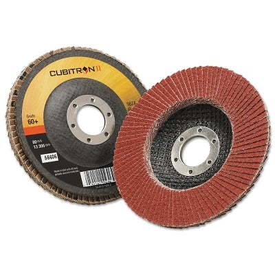 3M 051141-55606 Cubitron II Flap Discs 967A, 4-1/2 in dia x 7/8 in AH, T27, 60+, 13300 RPM
