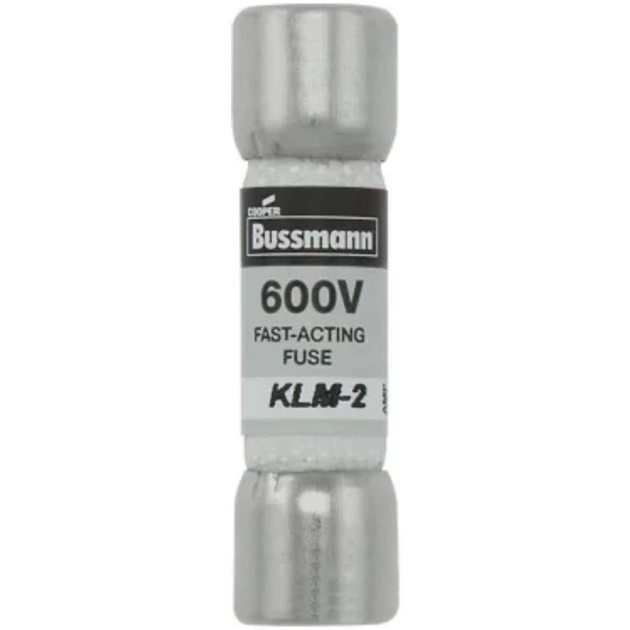 KLM Series Fast Acting Supplemental Fuse, Melamine Tube, 2A, 600V ac/dc, 13/32 x 1-1/2 in., Color Code Black