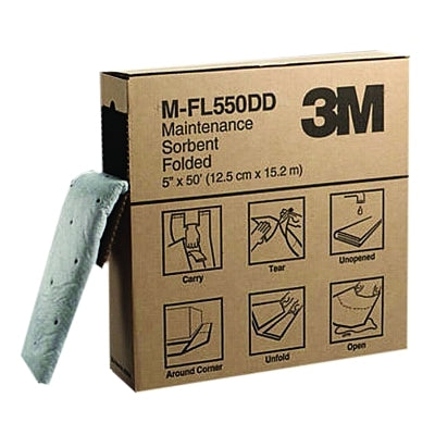 3M M-FL550DD High-Capacity Maintenance Folded Sorbent, Absorbs 1.5 gal, 5.187 in x 2 1/4 in