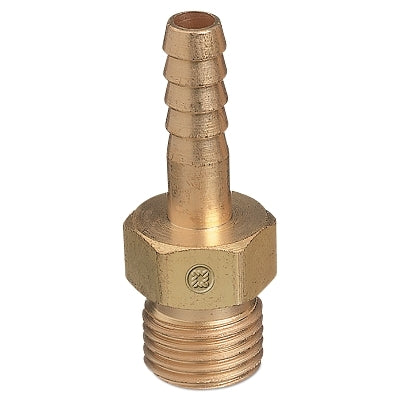 Brass Hose Adaptors, Male/Barb, Brass, RH, 1/4 in