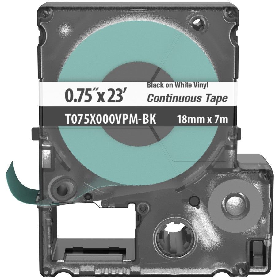 PXE T075X000VPM-BK MP Printer Cont. Tape, Safety   ID, Vinyl, Blk/White, .75" W