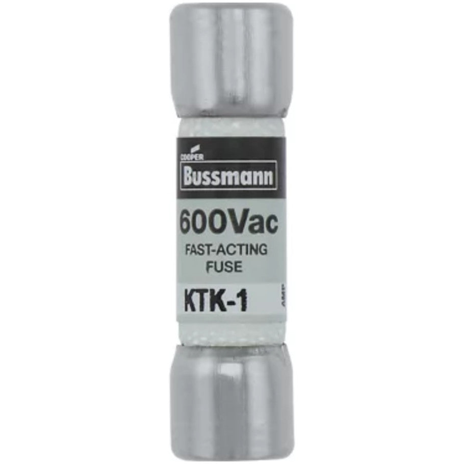 KTK Series Fast Acting Supplemental Fuse, 1A, 600V, 13/32 x 1-1/2 in., Color Code Black