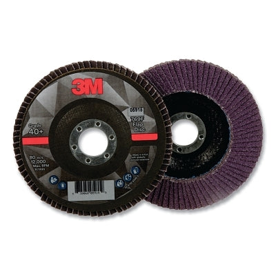 3M 638060-05915 Flap Disc 769F, 5 in dia, 40+ Grit, 0.875 in arbor, 12000 RPM