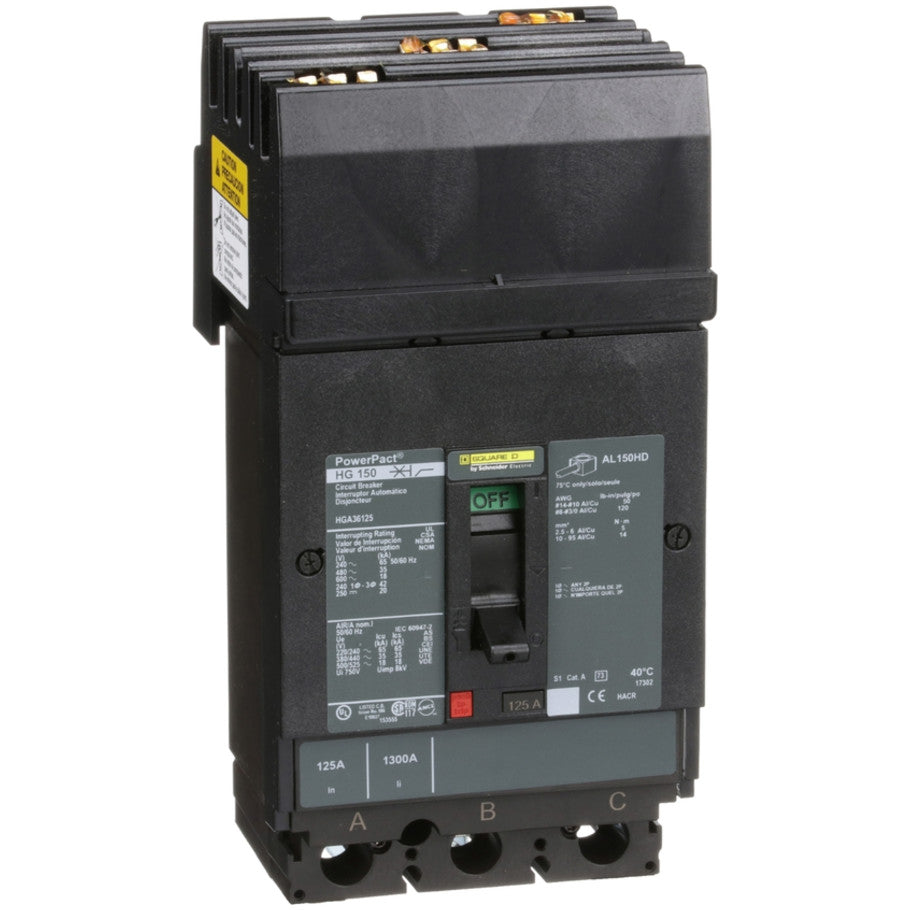 H-Frame 18kA AIR Thermal Magnetic 125A 600V 3-Pole Circuit Breaker