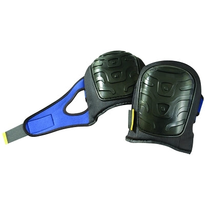 Premium Flat Cap Gel Knee Pad, Hook and Loop, Black/Blue