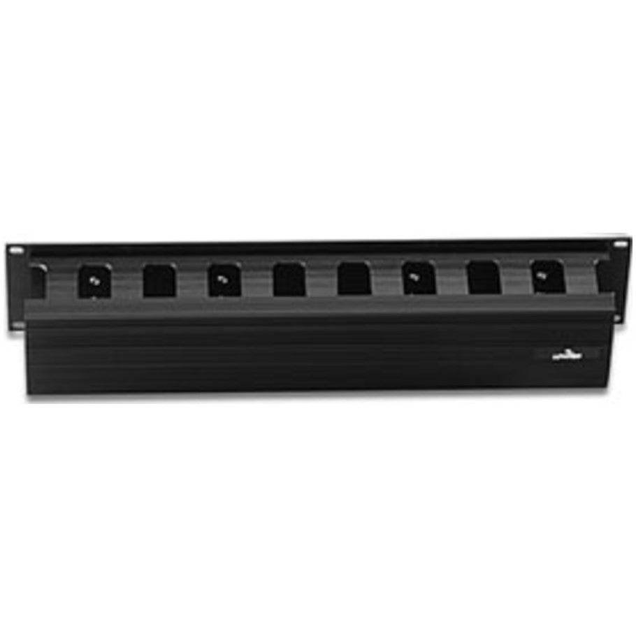 Versi-Duct Slotted Cable Manager with Cover, PVC, Horizontal, Front Only, Black, 2RU