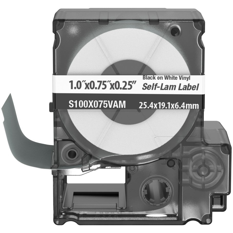 PXE S100X075VAM MP Printer Self-Lam Label, Vinyl, White, 1"x.75", 0.25"POH