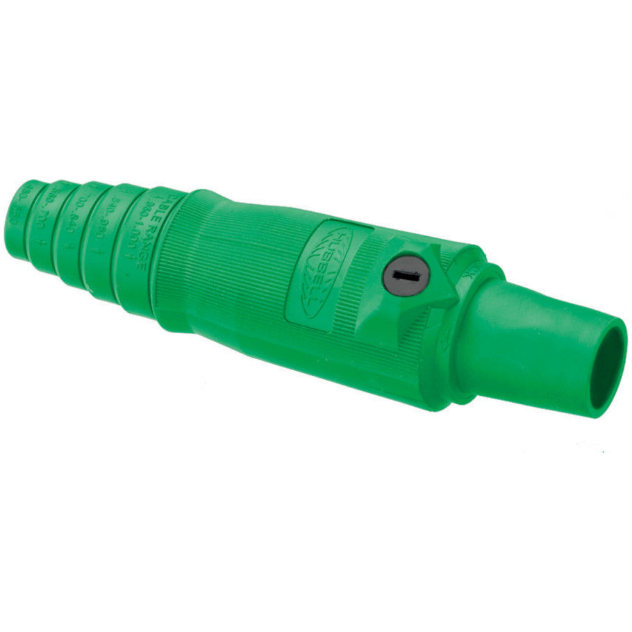 He Industrial Grade, Female, Plug, 400A 600V AC/DC, Single Conductor, Double Set Screws, Green, Bulk pack 50