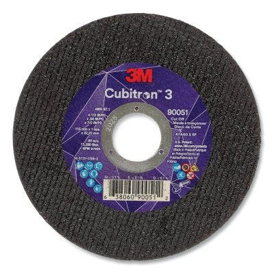 3M 638060-90051 Cubitron 3 Cut-Off Wheel, 4-1/2 in dia x 0.04 in Thick x 7/8 in Arbor, 60+ Grit, T1