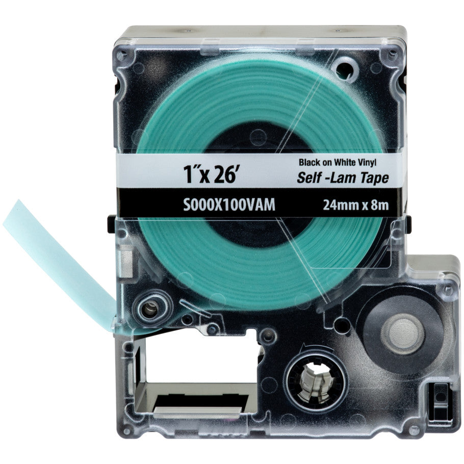 PXE S000X100VAM MP Printer Cont. Self-Lam Cassette, Vinyl, Black/White, 1"W