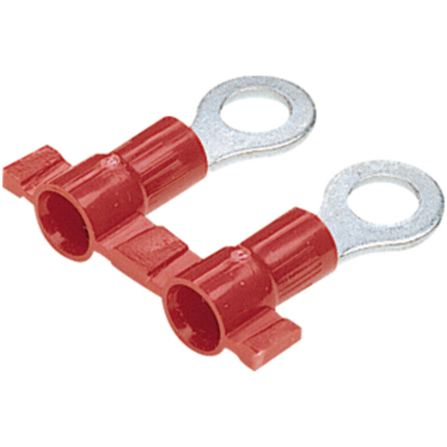 Reel Smart PV18-8RB-3K Ring Terminal, Red, Vinyl, 18-22 AWG,  8 Stud, PK3000