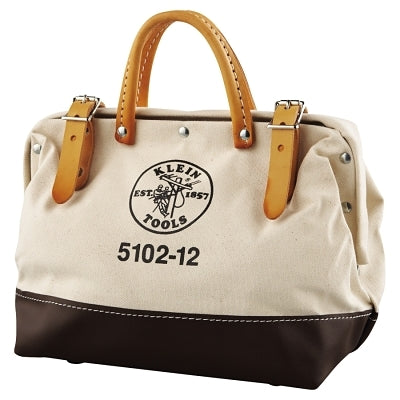 No. 8 Canvas Tool Bag, 1 Interior Pocket, 6 in W x 10 in H x 12 in L, Natural/Brown