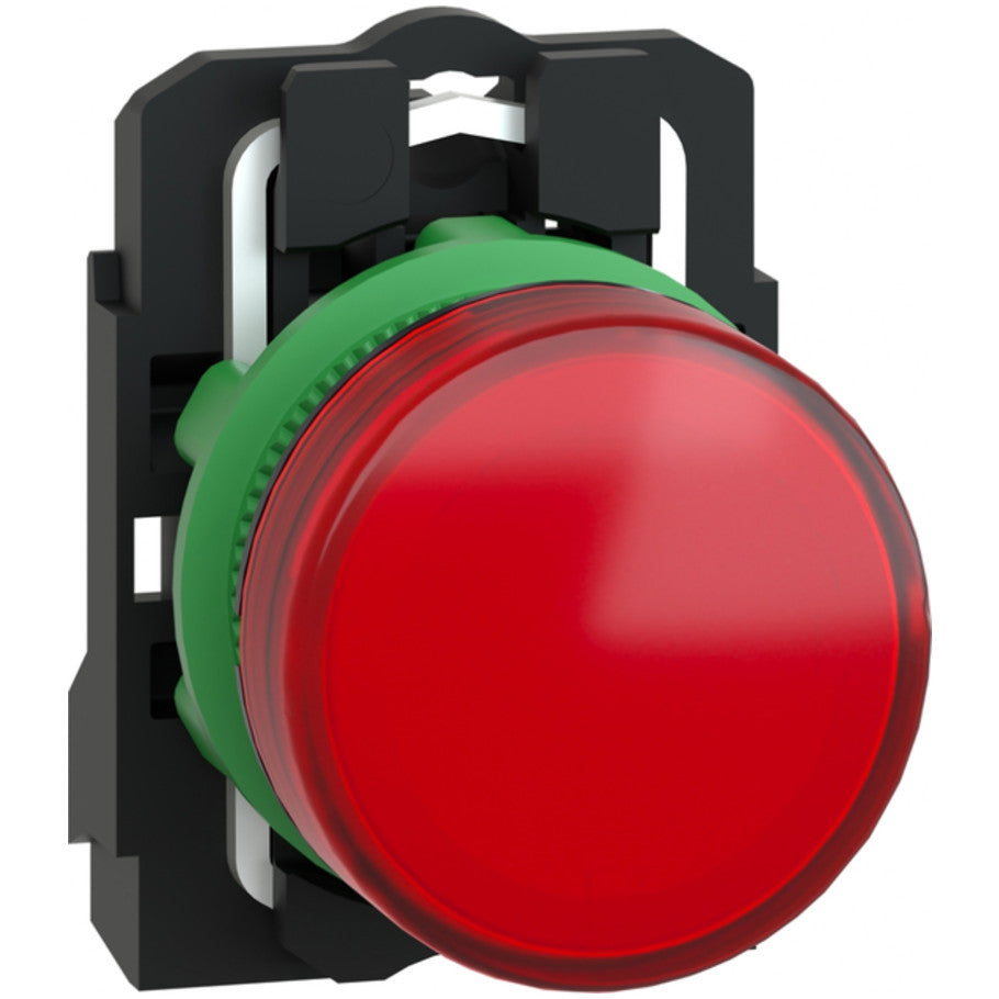 pilot light, Harmony XB5, gray plastic, red, 22mm, universal LED, plain lens, 110…120V AC