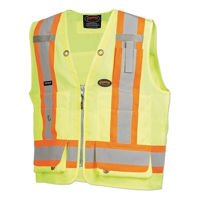 6692AU/6693AU HV Woven 150D Multi-Pocket Surveyor Vest, Large, Green