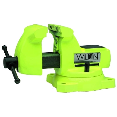 High Visibility Safety Vises, 5 in Jaw, 3 3/4 in Throat, Swivel Base