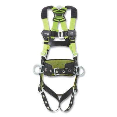 H500 Construction Standard Full Body Harness, Back/Front/Side D-Rings, Sm/Med, Mating Chest Buckle/Tongue Leg Buckles