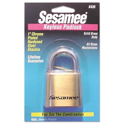 Sesamee Keyless Padlock, 5/16 in dia, 1 in L x 1 in W, Brass
