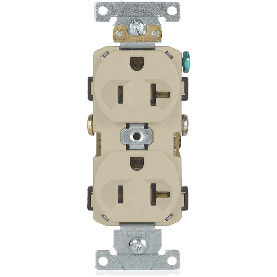 Straight Blade Back/Side-Wired Duplex Receptacle, Commercial Specification Grade, 20A, Nylon