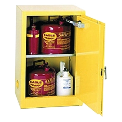 Flammable Liquid Storage Cabinet, Space Saver, Manual-Close Door, 12 gal Cap, Yellow