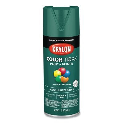COLORmaxx Paint + Primer Spray Paint, 12 oz, Hunter Green, Gloss