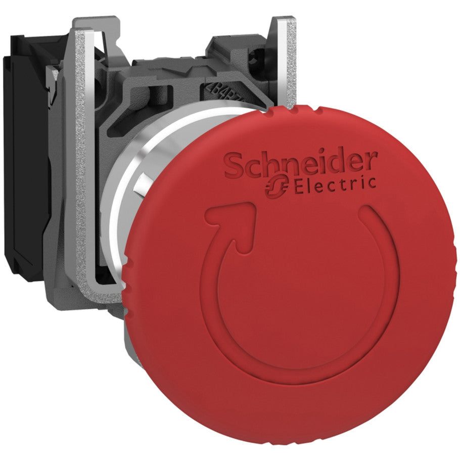 Emergency Stop Pushbutton, Trigger Action, Non-Illuminated, XB4BS8442