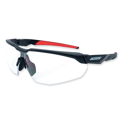 Hyperguard Safety Glasses, Clear, RX 1.5 Lens, Polycarbonate, Anti-Fog, Black Half Frame, Red Temple