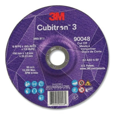 3M 638060-90048 Cubitron 3 Cut-Off Wheel, 6 in dia x 0.045 in Thick x 7/8 in Arbor, 60+ Grit, T27