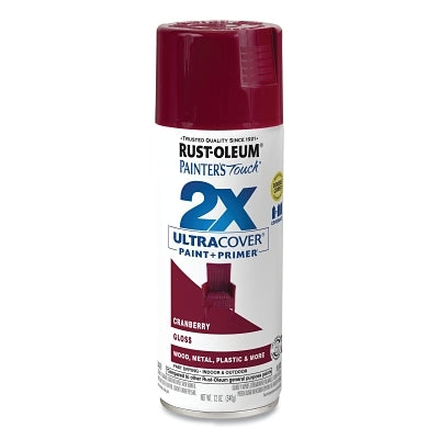 Painter's Touch 2X Ultra Cover Gloss Spray Paints + Primer, 12 oz, Cranberry