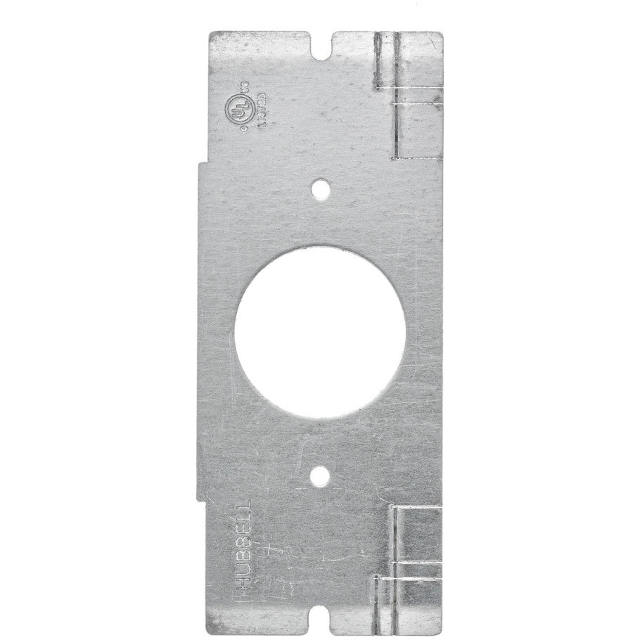 Floor Box Plate, Steel, Rectangle, 1.4 in. Hole, 1-Gang, Black, 6.5 L x 0.8 H x 4 W in.