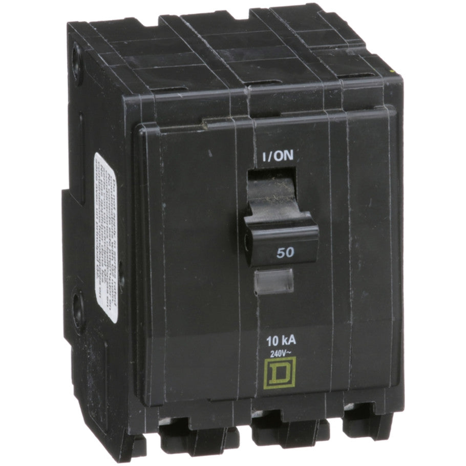 QO Miniature Circuit Breaker, Plug-In, 10kA, Common Trip, 240 Vac, 3-Pole, 50A