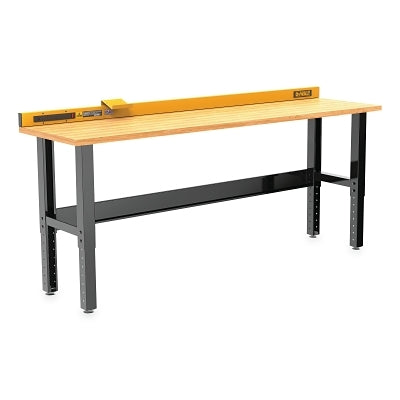 Butcher Block Top Work Bench, 8 ft, 1.38 in Thick, Heavy-Duty Steel Frame