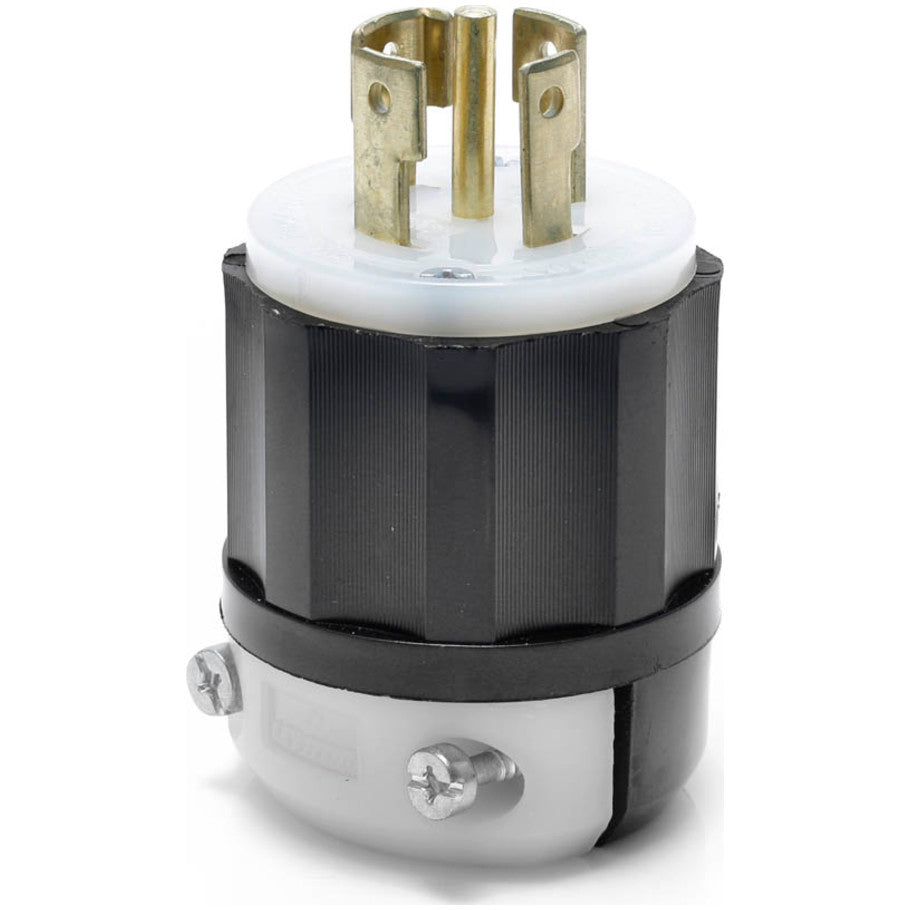 Leviton Black   White 30A 3-Phase 120/208V 4P5W Locking Plug, Black and White