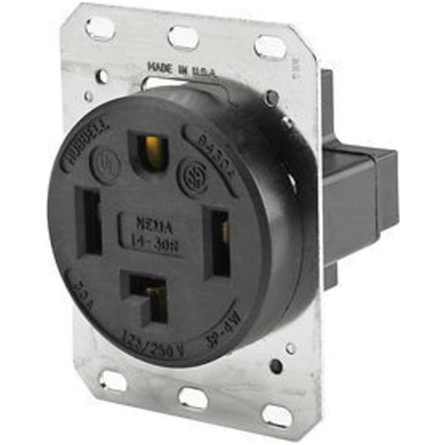 Grounding Single Receptacle, NEMA 14-30R, 3P4W, 30A