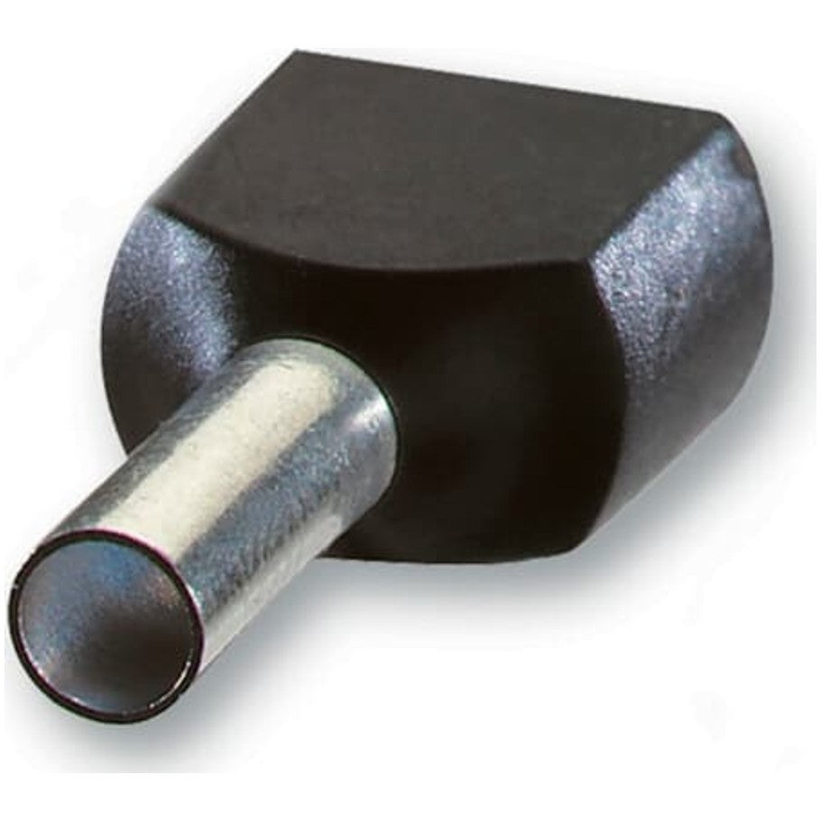 Polypropylene Insulated Twin Ferrule, Length .630 Inches/16mm, Color Black, Copper, Tin Plated