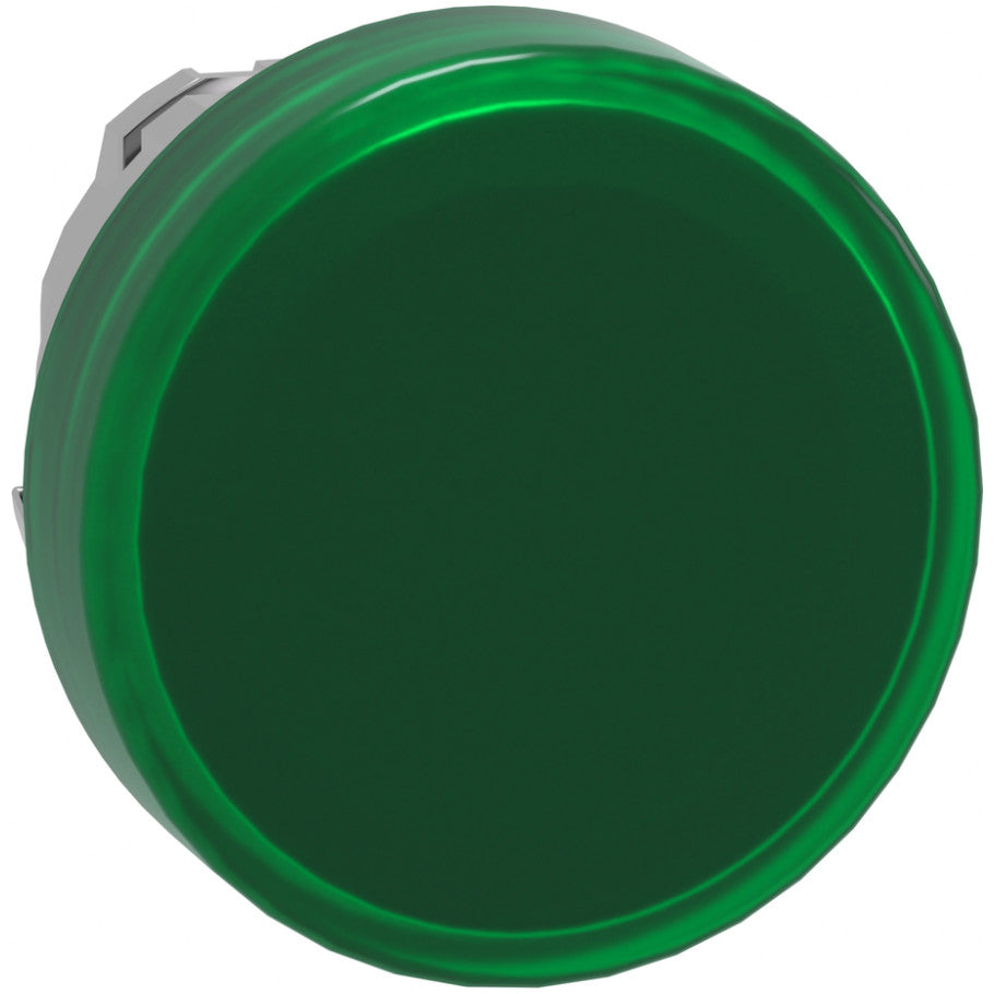 Harmony XB4 Head for Integral LED, Plain Lens, 22mm, Metal Bezel, Green