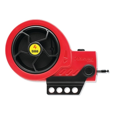 Cable Lockout Device with Nylon Core Cable, Retractable, 1/8 in D x 9 ft, Red/Black