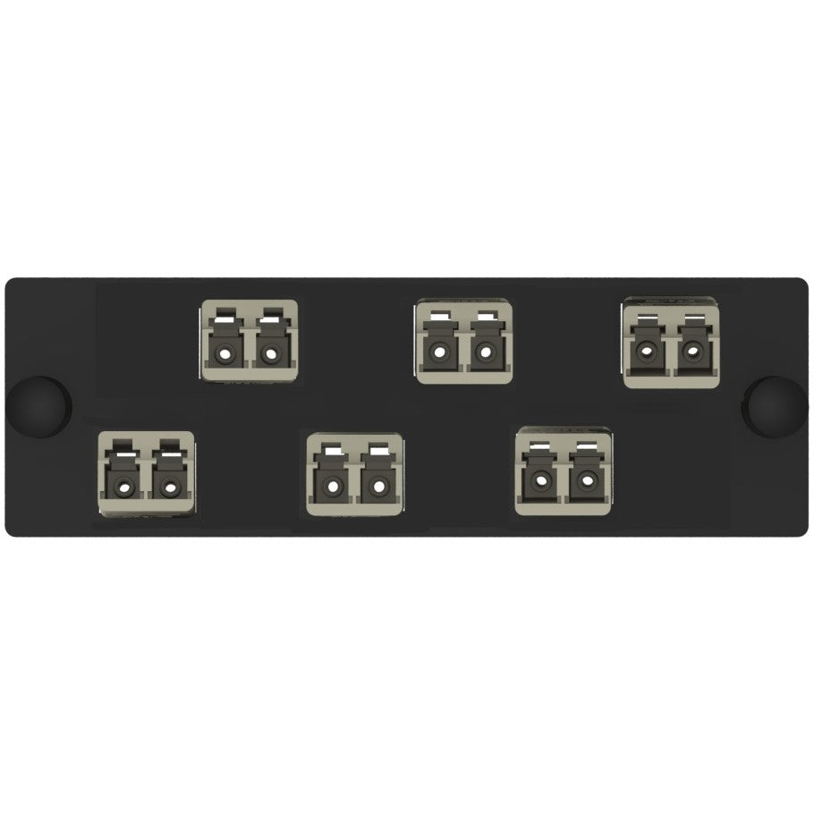 Opticom Fiber Adapter Panel, Zirconia Ceramic, 6-Port, LC Duplex, Multimode - OM1, Electric Ivory