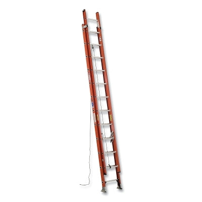 Fiberglass D-Rung Extension Ladder, D6224-2, Type IA, 24 ft L, 19 in W, 300 lb Load Capacity, Orange