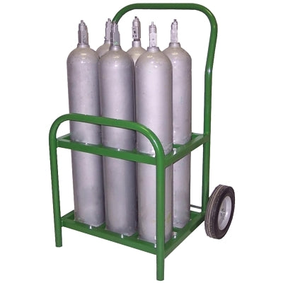 Medical Series Carts, Holds 6 D or E Cylinders, 8 in Semi-Pneumatic Wheels