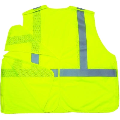 GloWear Safety Vest, 8215BA, Class 2, Type R, 2 in Reflective Tape, 1 Pocket, Breakaway Hook and Loop, Small/Medium, Lime