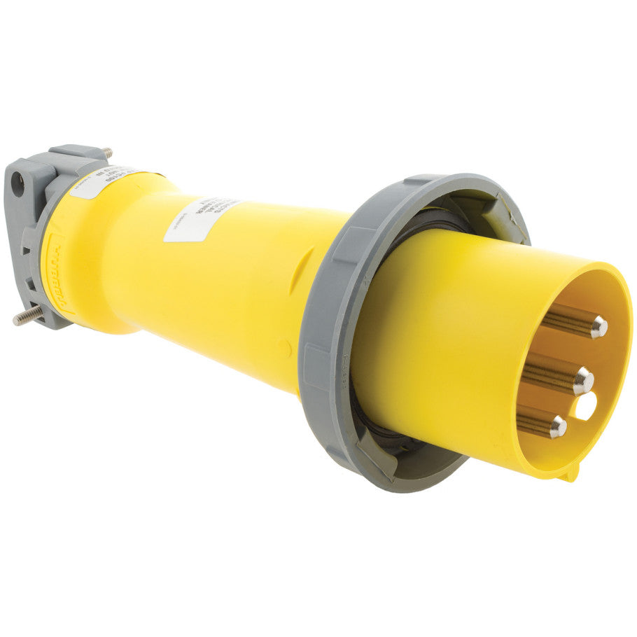 Pin and Sleeve Plug, Watertight, 20A, 125V, 2P3W, IEC, Yellow