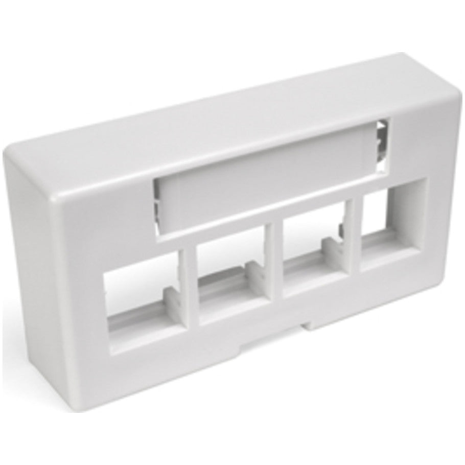 QuickPort Modular Furniture Faceplate with Extended, 4-Port, White