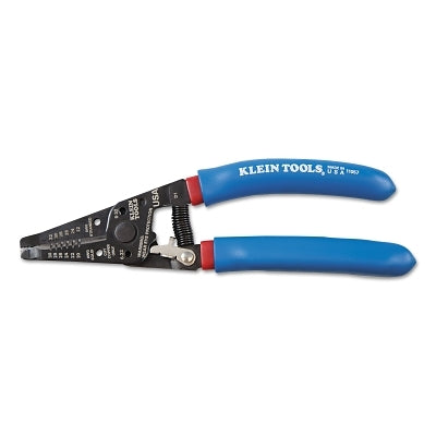 Klein-Kurve Wire Stripper/Cutter, 7.5 in OAL, 20 to 30 AWG Solid/22 to 32 AWG Stranded, Blue/Red Handle
