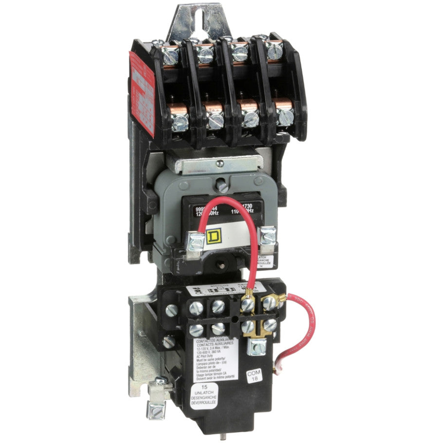 Mechanically Held Lighting Contactor, 4-Pole, Open-Type Enclosure, 120V Coil