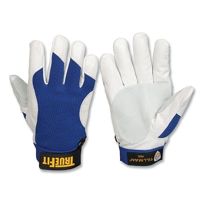 TrueFit Cold Weather Gloves, 1485, Reverse Goatskin/Spandex/Top Grain Pigskin, Lg, Blue/Pearl