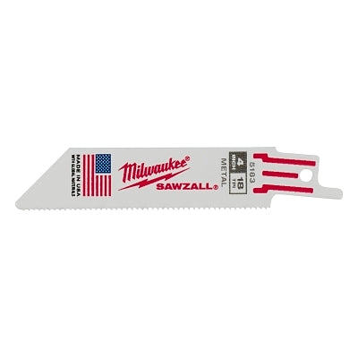 SAWZALL Standard Metal Cutting Blade, 4 in L, 18 TPI, For Rigid Conduit/Strut, 5 EA/PKG