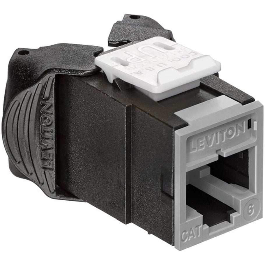 Cat 6 Component-Rated Shielded QuickPort Connector, Internal Shutters, UTP, UL94V-0, Gray